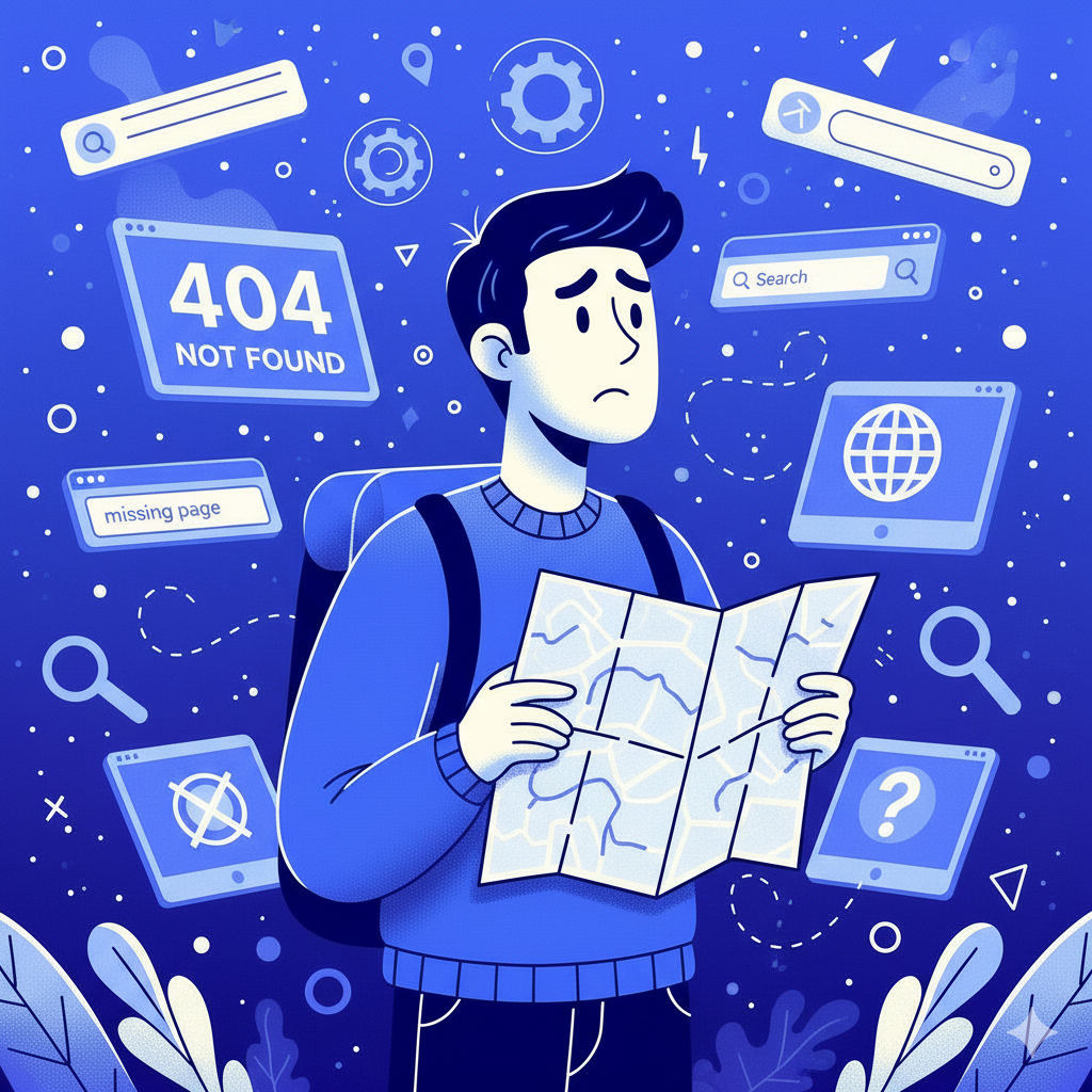 Feil 404 - siden ble ikke funnet illustrasjon